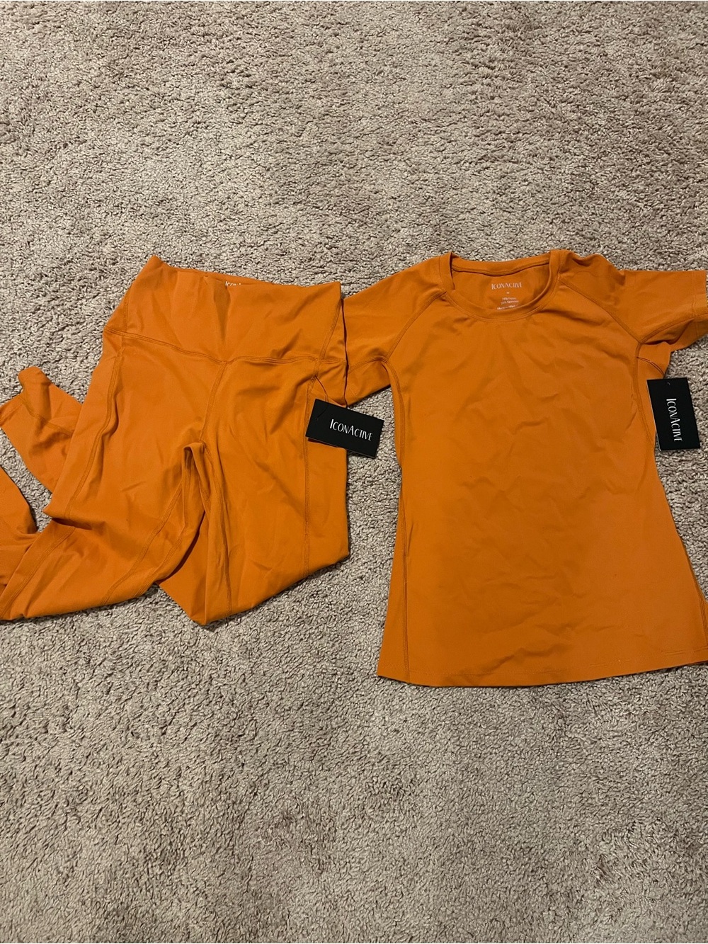 IconActive Women's Short Sleeve Tee & Leggings Set in Orange